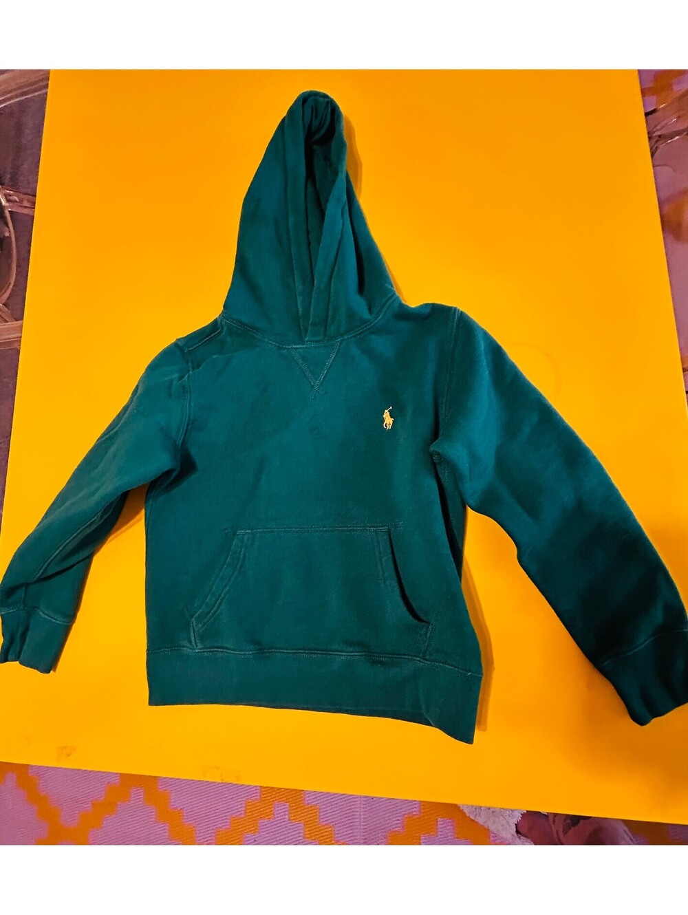 Polo Ralph Lauren Green Hoodie Youth Small 8 Yellow Pony Pullover Sweatshirt